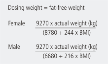 Calculation of dosing weight - female male